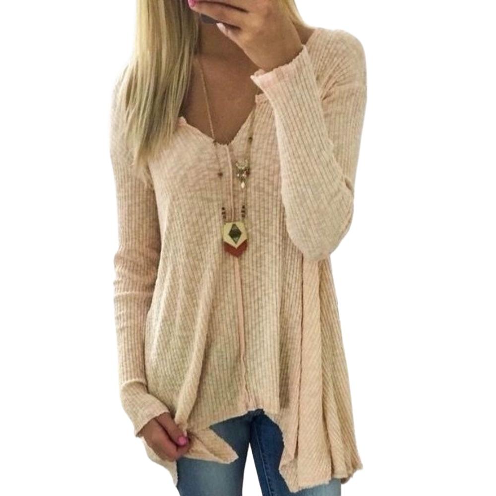 HNXC Женские модные повседневные весенне-осенние однотонные блузки и рубашки с v-образным вырезом и длинным рукавом с принтом