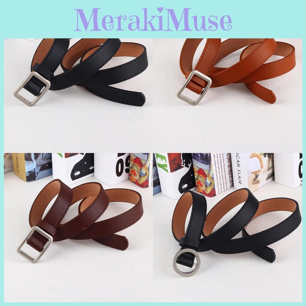 Color Simple Solid Metal Buckle Decor Women Waist Belt With No Design Punching