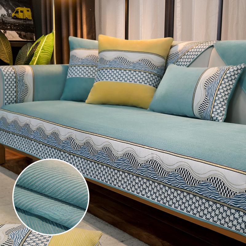 Модная подушка для дивана, всесезонная простая современная подушка, противоскользящая подушка, кожаный чехол для дивана, полное покрытие, тканевое полотенце
