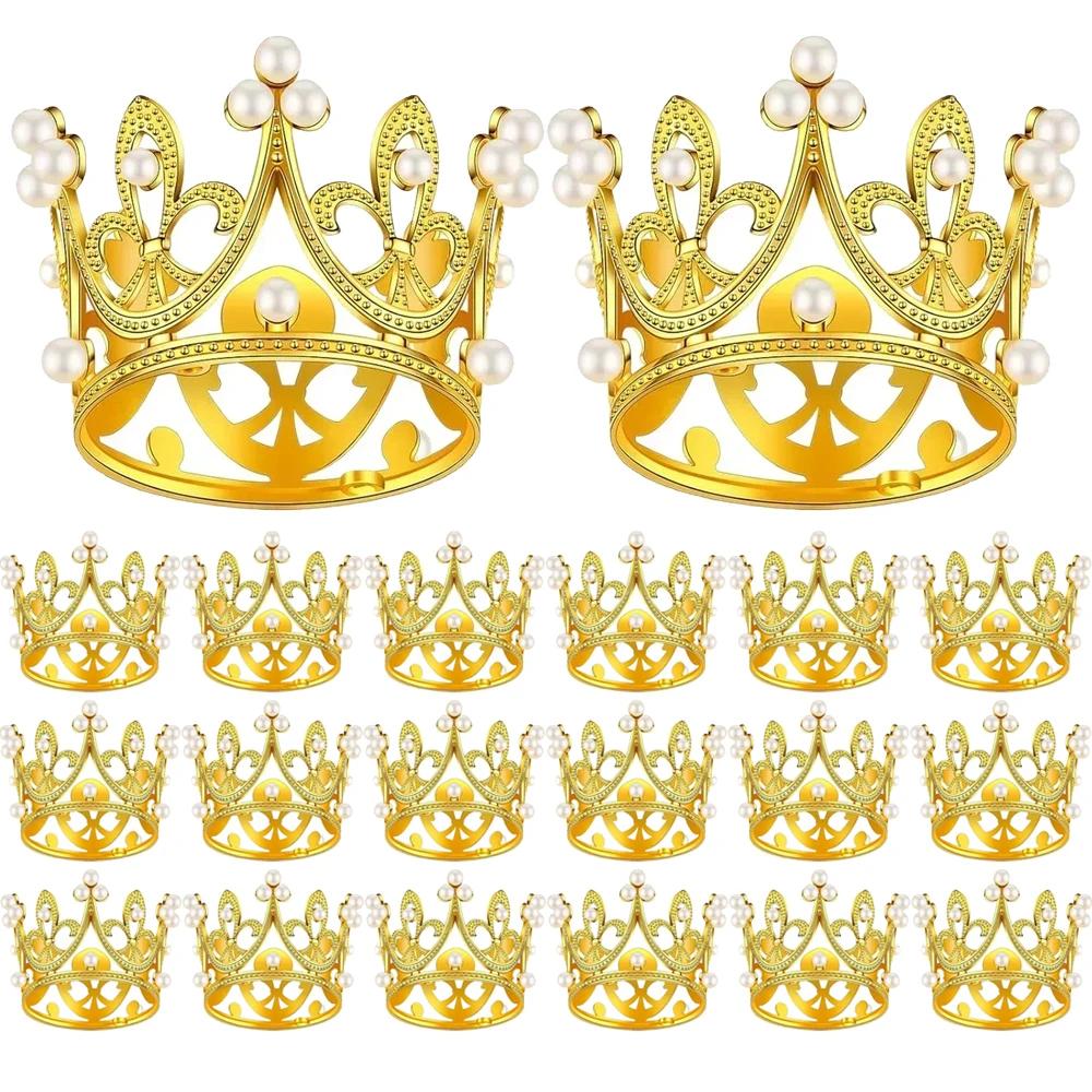 20/1 шт. Мини-корона, украшение для торта, принцесса, жемчужная тиара, детское украшение для волос на свадьбу, день рождения, украшение для торта