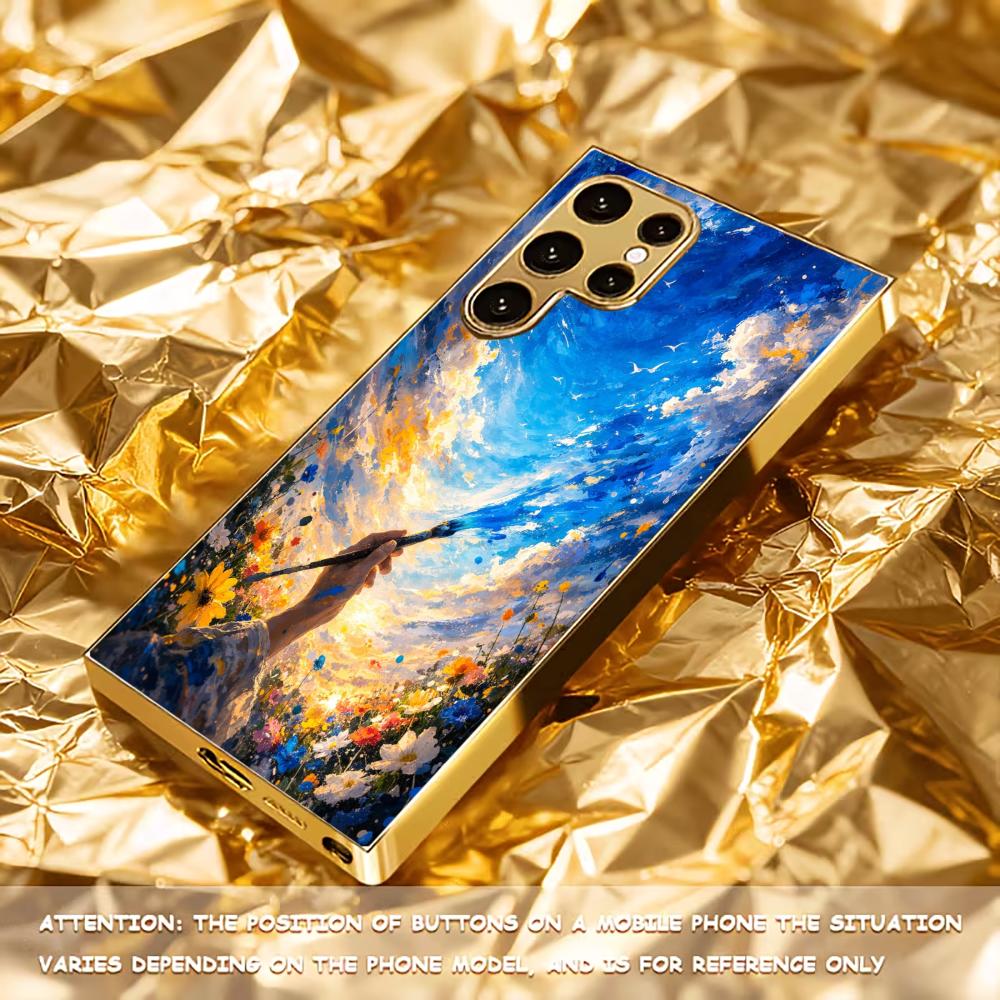 Чехол для телефона Painting Sky Protective cover, высококачественный, со стеклянной задней панелью и гальваническим покрытием, для Samsung Galaxy S26 S25 S24 S23 S22 S21 FE, Ultra, Plus
