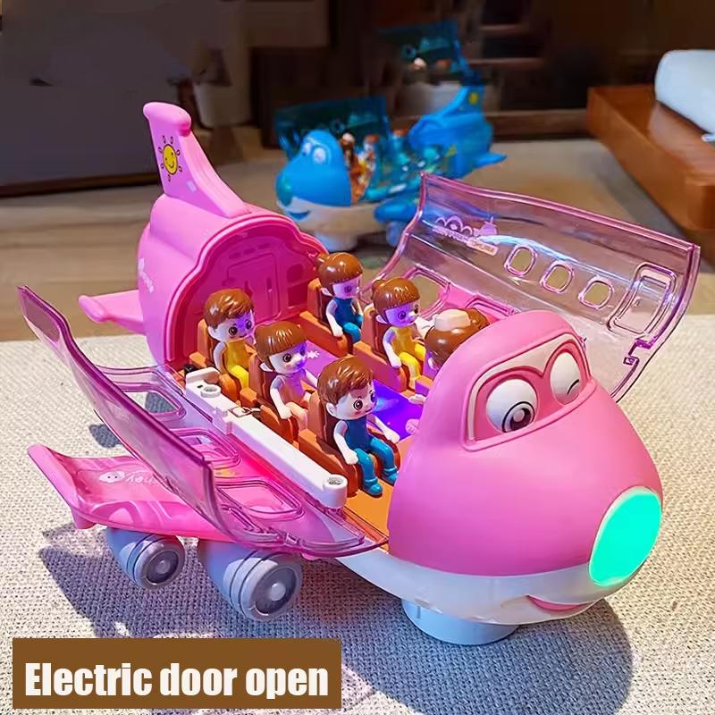 Non-Toxic Kids Electric Airplane Toy Aircraft Car Model With Music Simulation Traffic Plane Gift For Children'S Birthday Gift