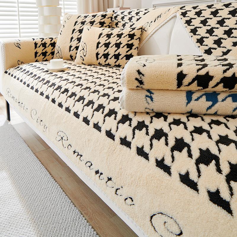 Winter Plush Light Luxury Sofa Cushion Four Seasons Universal Non-Slip Seat Cushions Leather Sofa Cover Cover Cloth