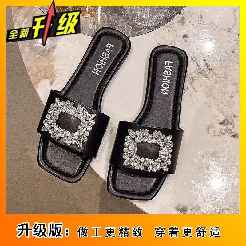 Летние новые тапочки-шлепанцы в сказочном стиле 2025 весна и лето новая уличная мода нескользящие со стразами ленивые сандалии женщина