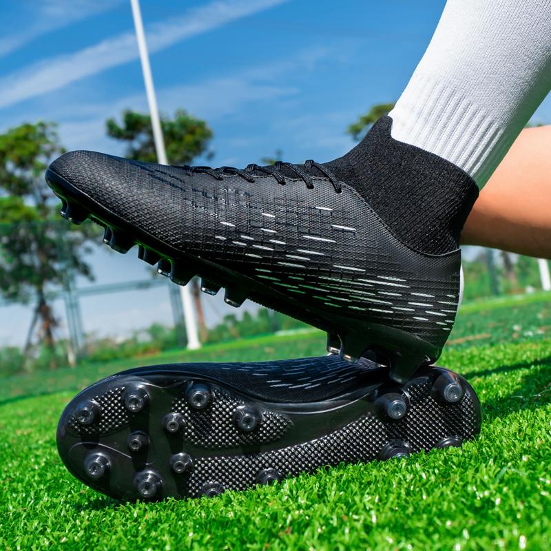 Football Shoes 34-45 Men's High-top Football Shoes Large Size Children's Artificial Lawn   Long Nail Green Football Boots Training Black Sneakers