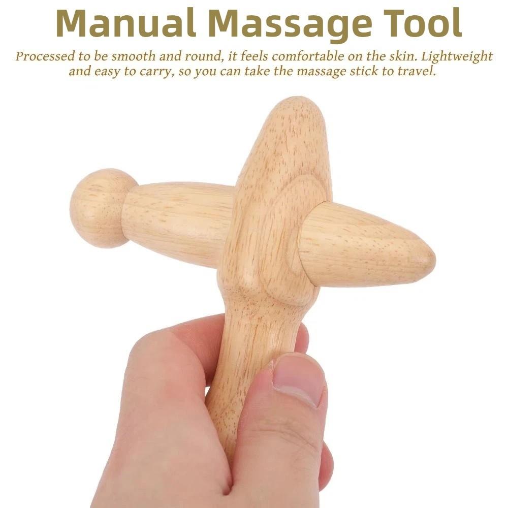 Handheld Wood Massage Roller Wood Trigger Point Massager Lymphatic Drainage