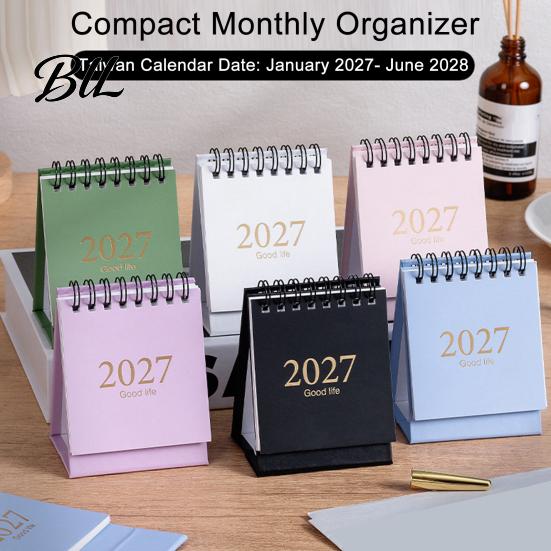Academic Year Desktop Planner 2027-2028 Mini Standing Flip Desk Calendar, 18 Month from Jan. Professional Planning Calendar 2027 to Jun. 2028, Pocket