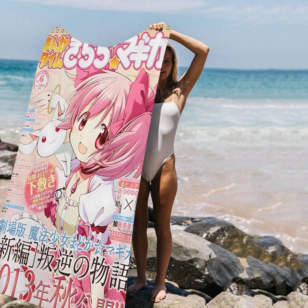 Puella Magi Madoka Magica Аниме Пляжное полотенце Для детей Полотенце для ванны Полотенце для бассейна Подарок на отпуск Полотенце для пикника Подарок на вечеринку