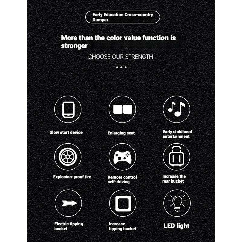 Детская электрическая четырехколесная игрушечная коляска для бездорожья с дистанционным управлением, двойным приводом и музыкальной светодиодной подсветкой Bluetooth