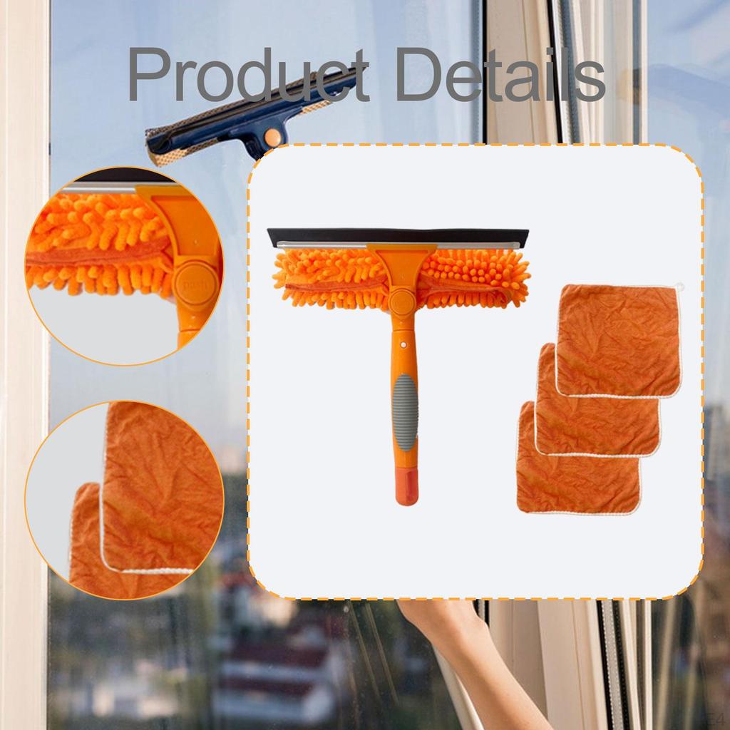 Инструмент для мытья окон 2 в 1 Удобный Многофункциональный Бытовой Прочный Инвентарь с 3 Тканями