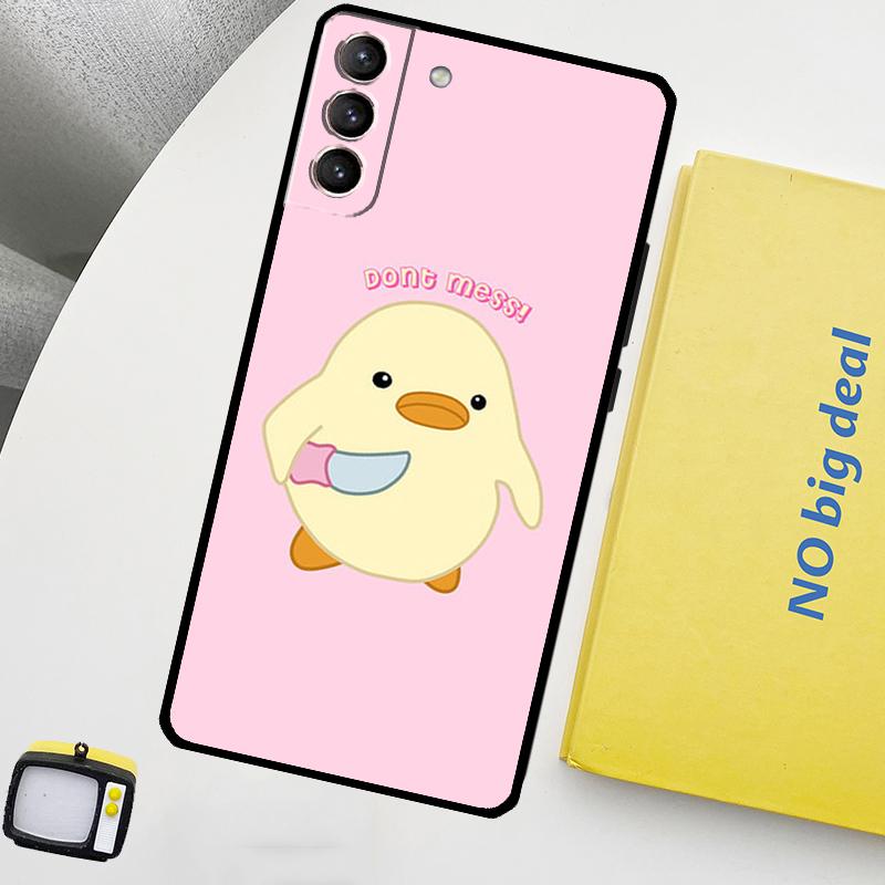 Чехол-книжка с мультяшной уткой для Samsung Galaxy S22 Ultra S23 FE S9 S10 Note 10 Plus Note 20 Ultra S20 S21 FE