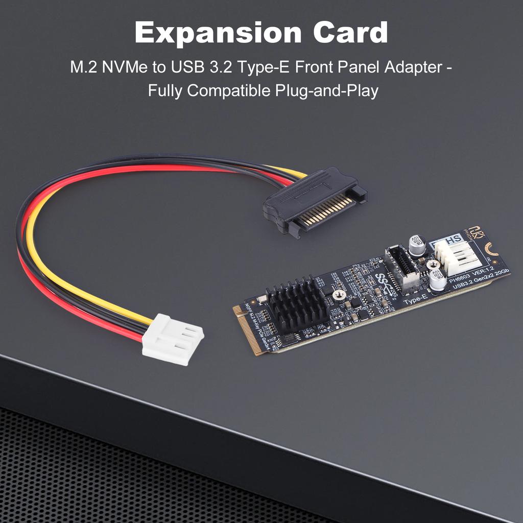 M2 PCIE NVME To TYPE E Expansion Card Riser ASM3242 Chipset M2 M Key PCIe To USB3.2 Front Panel Expansion Card for Desktop