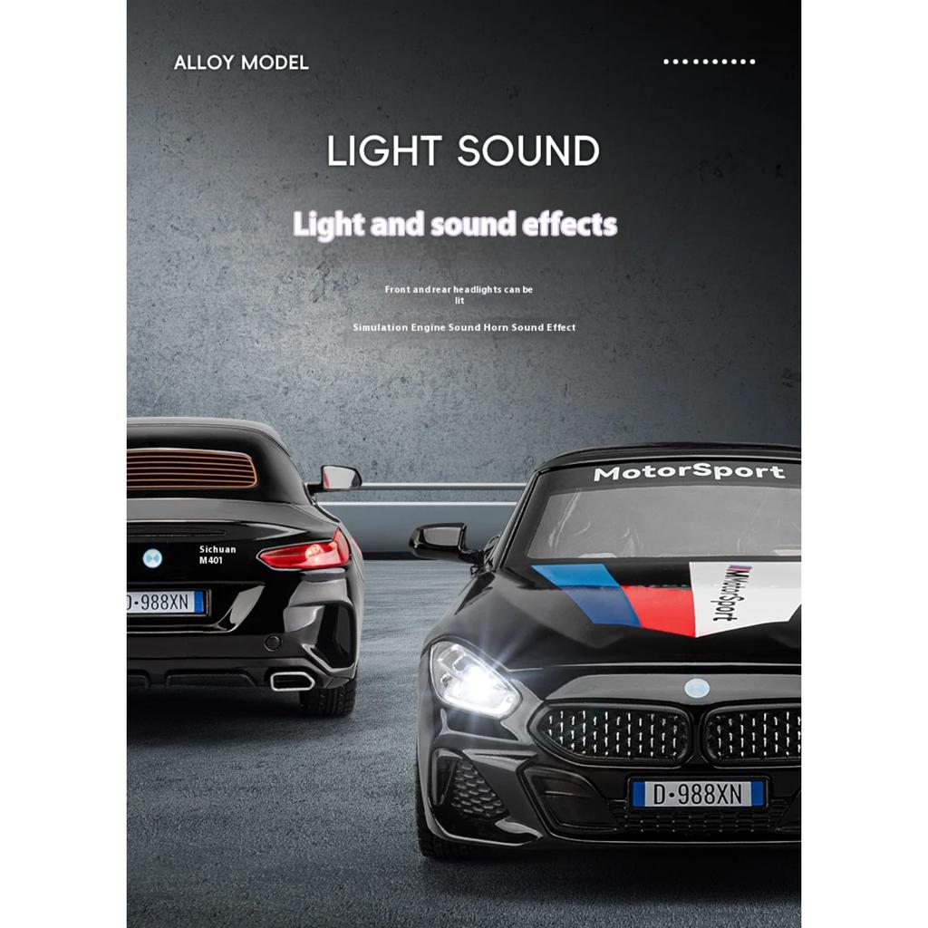 1/22 BMW Z4 M40I Кабриолет Купе Суперкар Литая модель Металлическая коллекция автомобилей Хобби Имитированное украшение Подарок на день рождения Парню