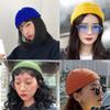 Модные вязаные шапки в корейском стиле с отворотом, теплые, в стиле хип-хоп, короткие, для осени и зимы