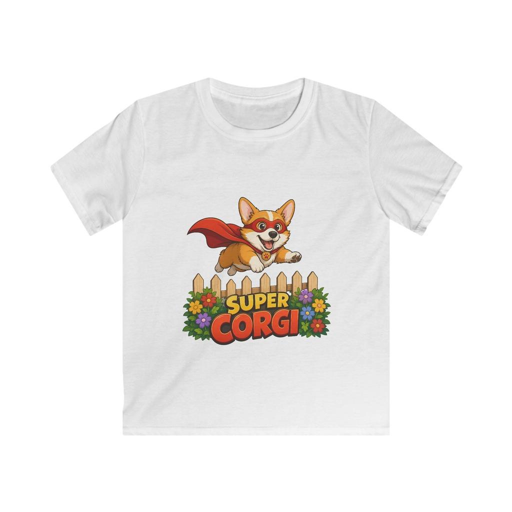 Corgi Superhero Dog Storybook Fantasy Pet Adventure Kids Softstyle Tee