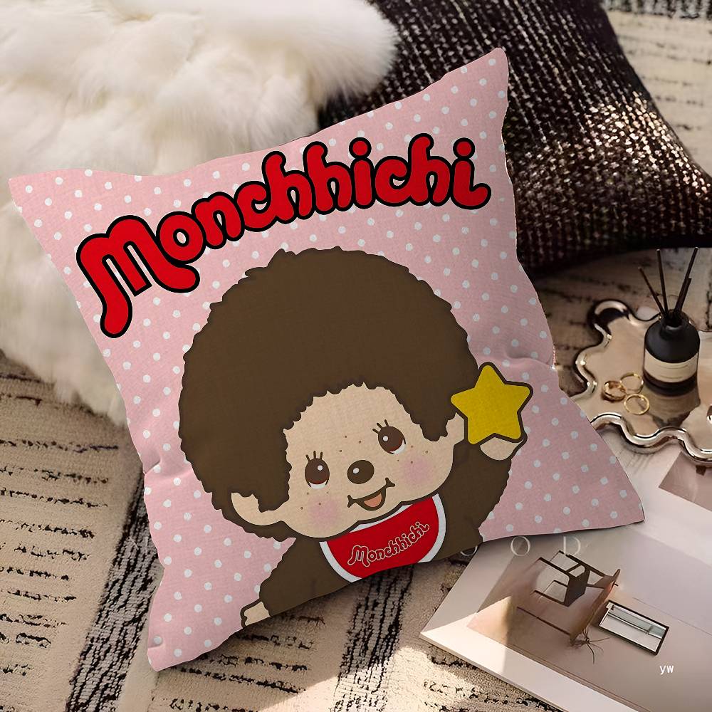 Anime M-Monchhichi Personalized Pillow Cover Kids Bedroom Wild Party Decor Pillowcase Kid Birthday Shower Gift