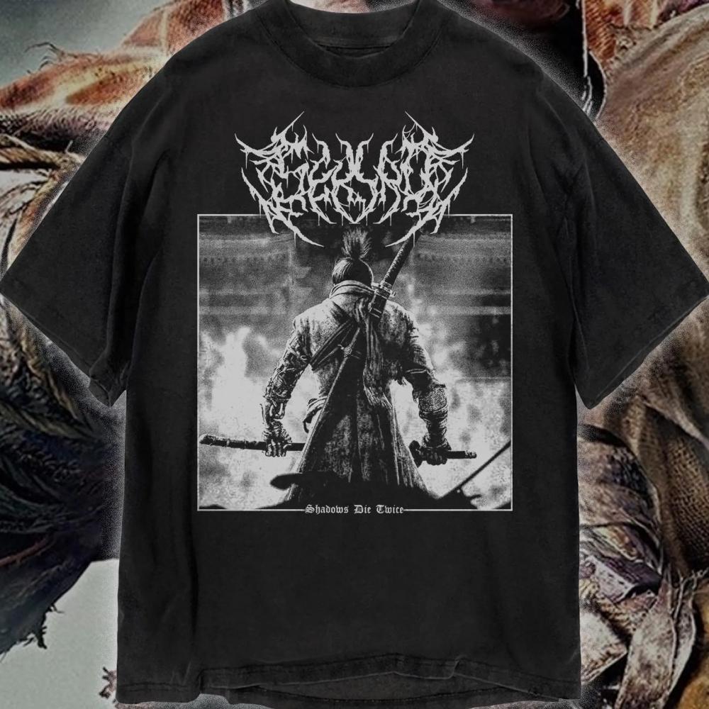Футболка Sekiro Shadows Die Twice FromSoftware Металлическая футболка для видеоигр Чистый хлопок Все сезоны Парная уличная футболка