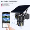 4G SIM-карта, солнечная, двойной объектив/вид 4K WIFI, беспроводная IP-камера PTZ, наружная, PIR-обнаружение, безопасность, ночное видение, наблюдение
