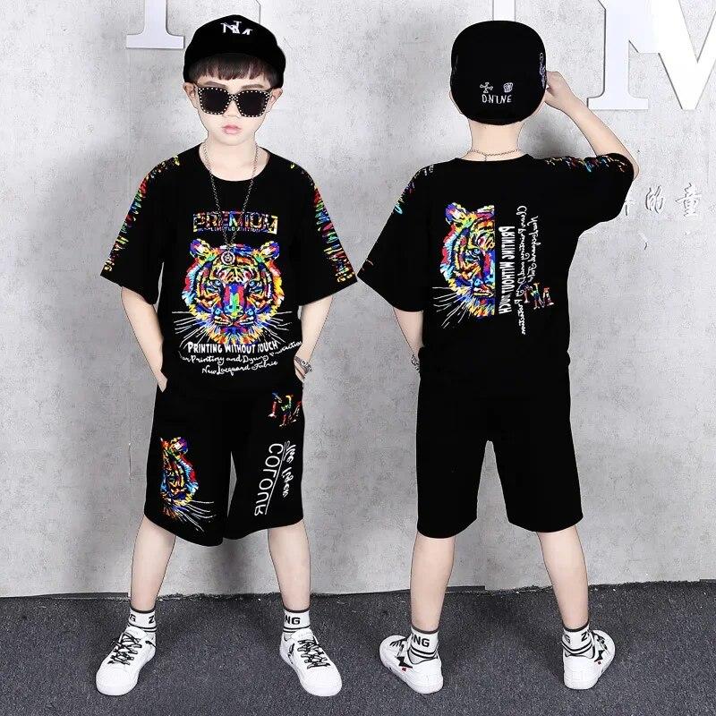 Комплекты одежды для мальчиков, быстросохнущие спортивные костюмы для детей, комплекты детской одежды с короткими рукавами, спортивные костюмы для подростков, 2 шт./компл.