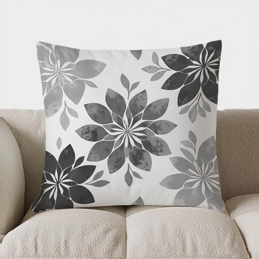 Декор для дома Стильный серый узор из листьев Декоративная наволочка с узором Подушка Подходит для дивана Спальни Автомобиля Наволочка