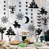 New In 6pcs Halloween Hanging Banner Garland Scary Spider Witch Ghost Bat Pendant Ornament Halloween Party Decorations for Home