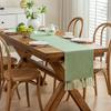Tassel Table Runner, Linen Blend Rustic Farmhouse Style Kitchen Table Decoration Holiday Wedding Party Dinning Decor
