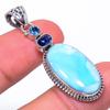 Natural Republic Larimar, Kyanite 925 Solid Sterling Silver Pendant 1.89" B7l49