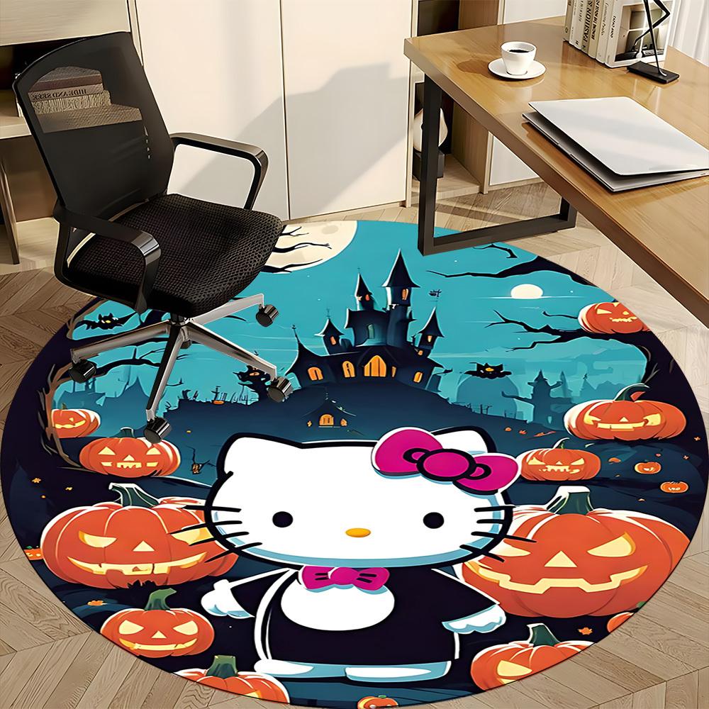 1pc Halloween Hello Kitty Chair Carpet for Office Non-Slip,Machine Washable Rug for Office, Room - Holiday Decor - Machine Made yy251017292