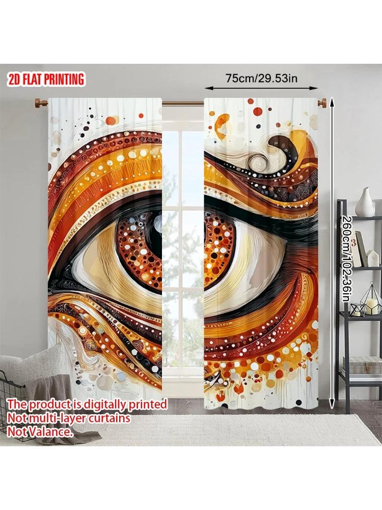 2pcs, plane printing Curtains Abstract Eye Polyester Easy Install (without rod) Home Decor Ldeal for Bedroom Living Room