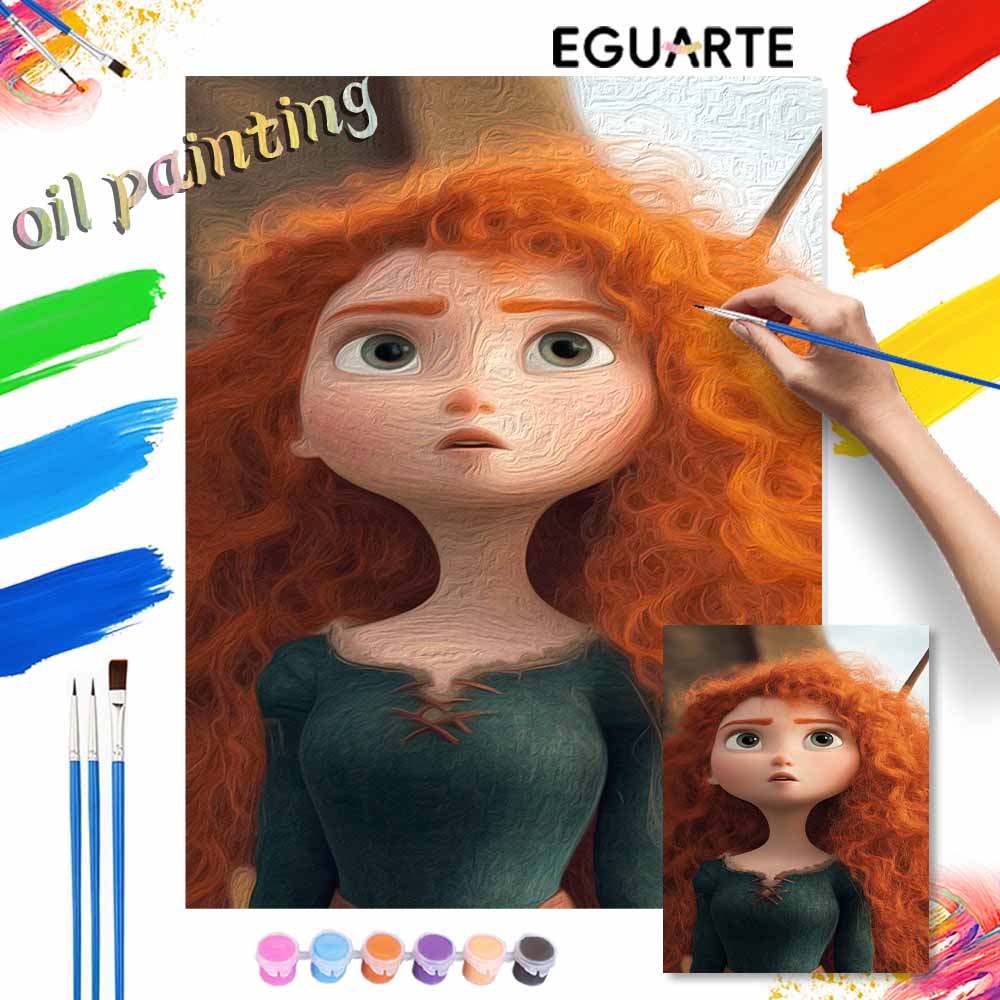 Disney Brave Merida Paint By Number Kit Drawing Canvas DIY Picture Home Decor Custom Oil Painting Art Supplies For Wall Decoration