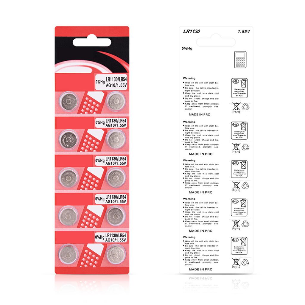 Упаковка из 10/20 батареек таблеточного типа высокой емкости AG10 LR1130 Щелочная батарейка таблеточного типа AG10 LR1130 для малой электроники