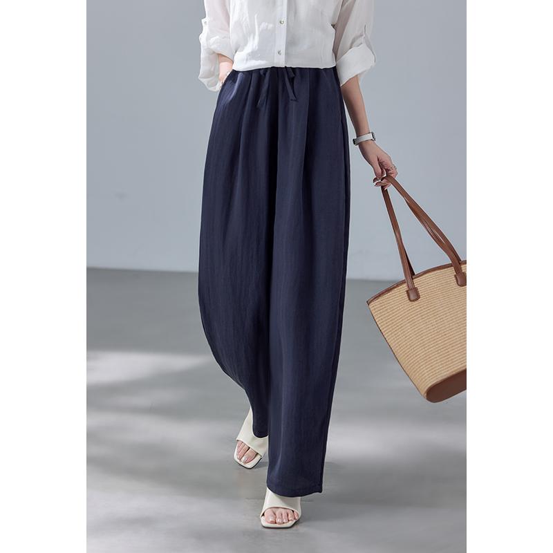 The Journey of Plain Shoes "Old Money Style Linen Lyocell Balloon Pants Summer Thin Elastic Waist Drop Breathable Casual Wide Leg Pants