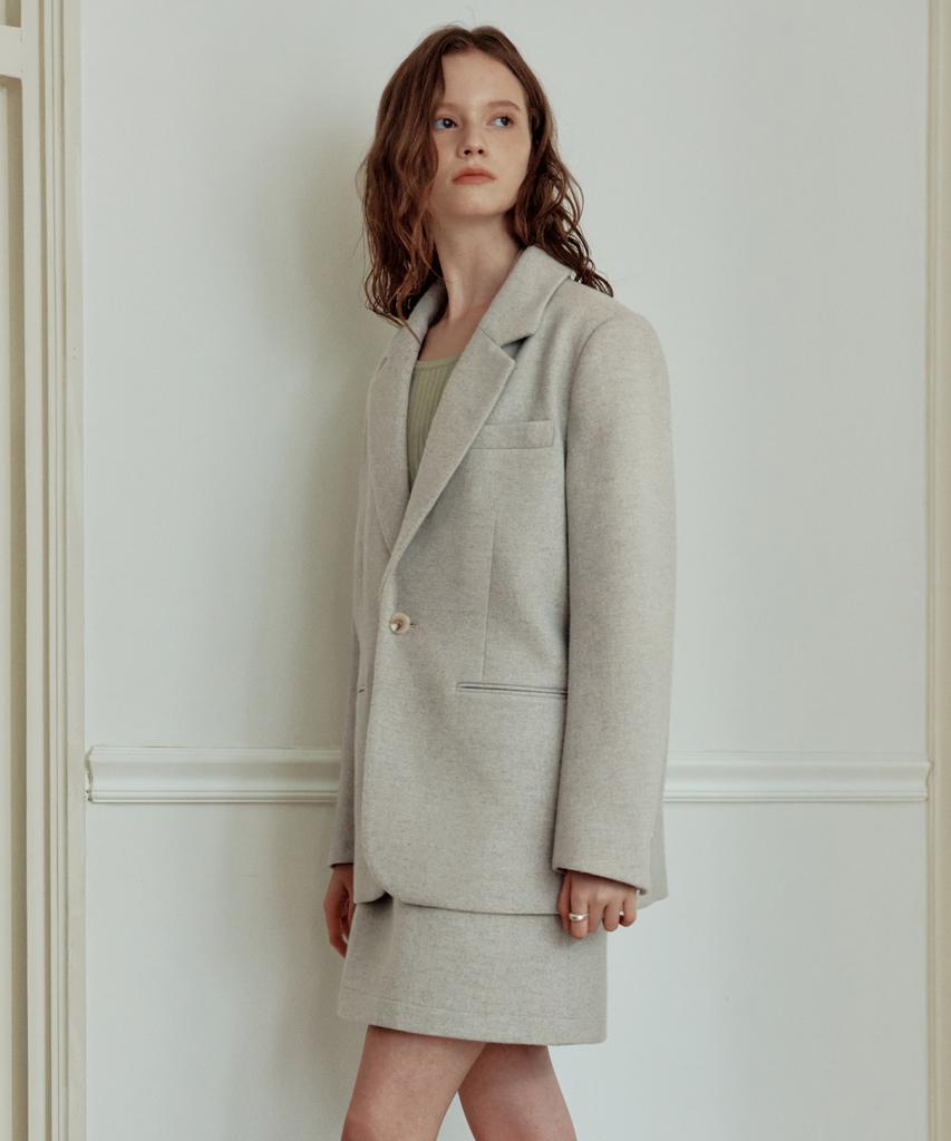 ZEROSTREET Calm One-Button Blazer Jacket / Light Grey