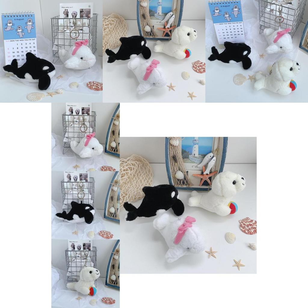 Cute Soft Plush Sea Animals Keychain Whale Dolphin Seal Backpack Accessory