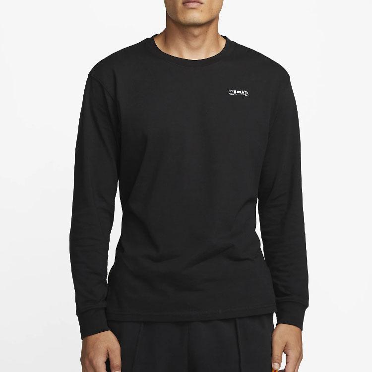 Nike Комфортная повседневная футболка с буквенным принтом и длинными рукавами, мужские топы, черный DV9723-010-X