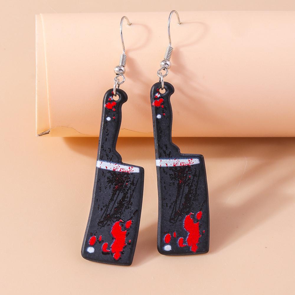 Halloween Bloody Knife Drop Earrings Punk Scissors Saw Dangle Hooks Earrings for Women Girls Night Party Jewelry Gifts
