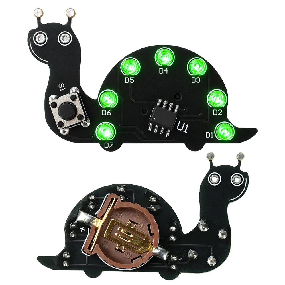 DIY Soldering Practice Kit Snail-Shaped LED Light Module for Beginners with 7 LEDs and 6 Modes Electronic Welding Training Board