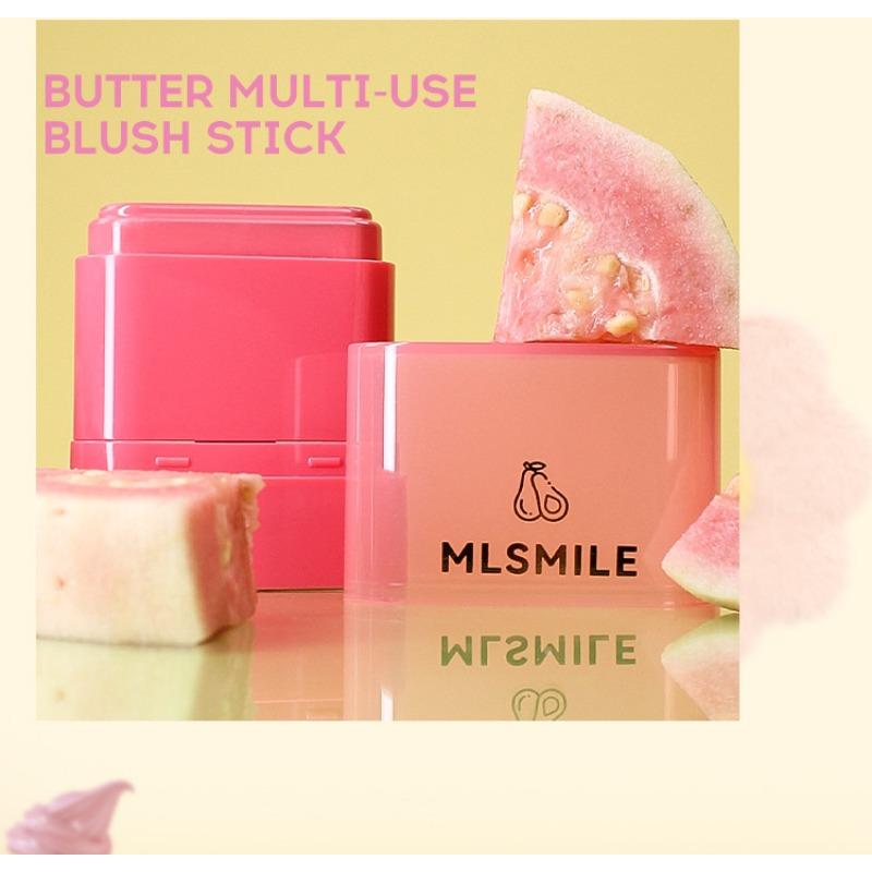 MLSMILE Flat Tube Fruit Blush Stick 2 In 1 Lipstick Easy To Color Highlight Grooming Rouge