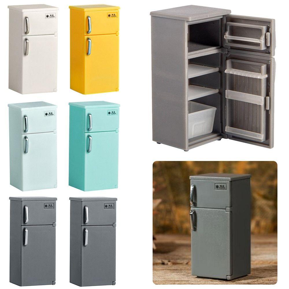 Пластиковый холодильник Модель 1:24 Кукольный домик Холодильник Ретро Blyth Кукольный Холодильник Украшения