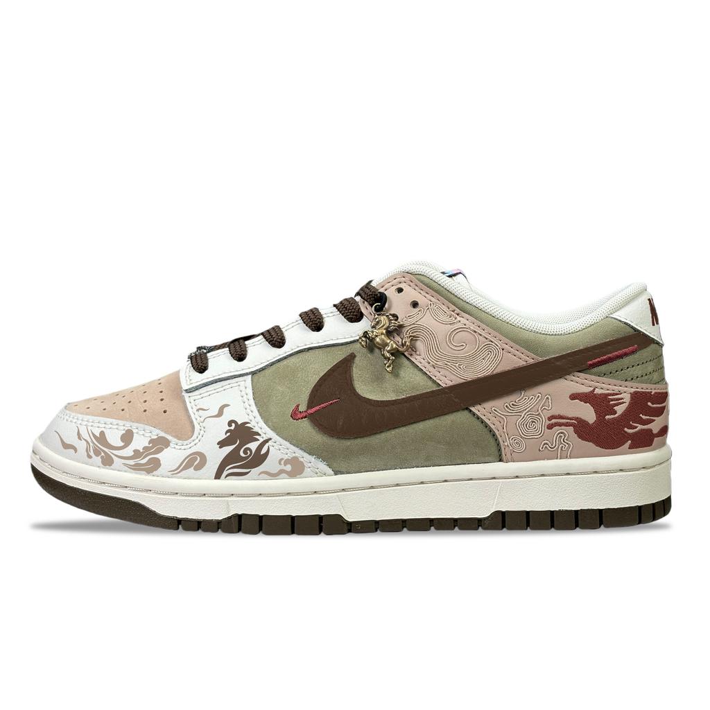 Nike Dunk YDCC Red Horse, Shopping Bag Low top Skateboard Shoes Unisex Beige Umber IQ1118-220(Team501-LD)
