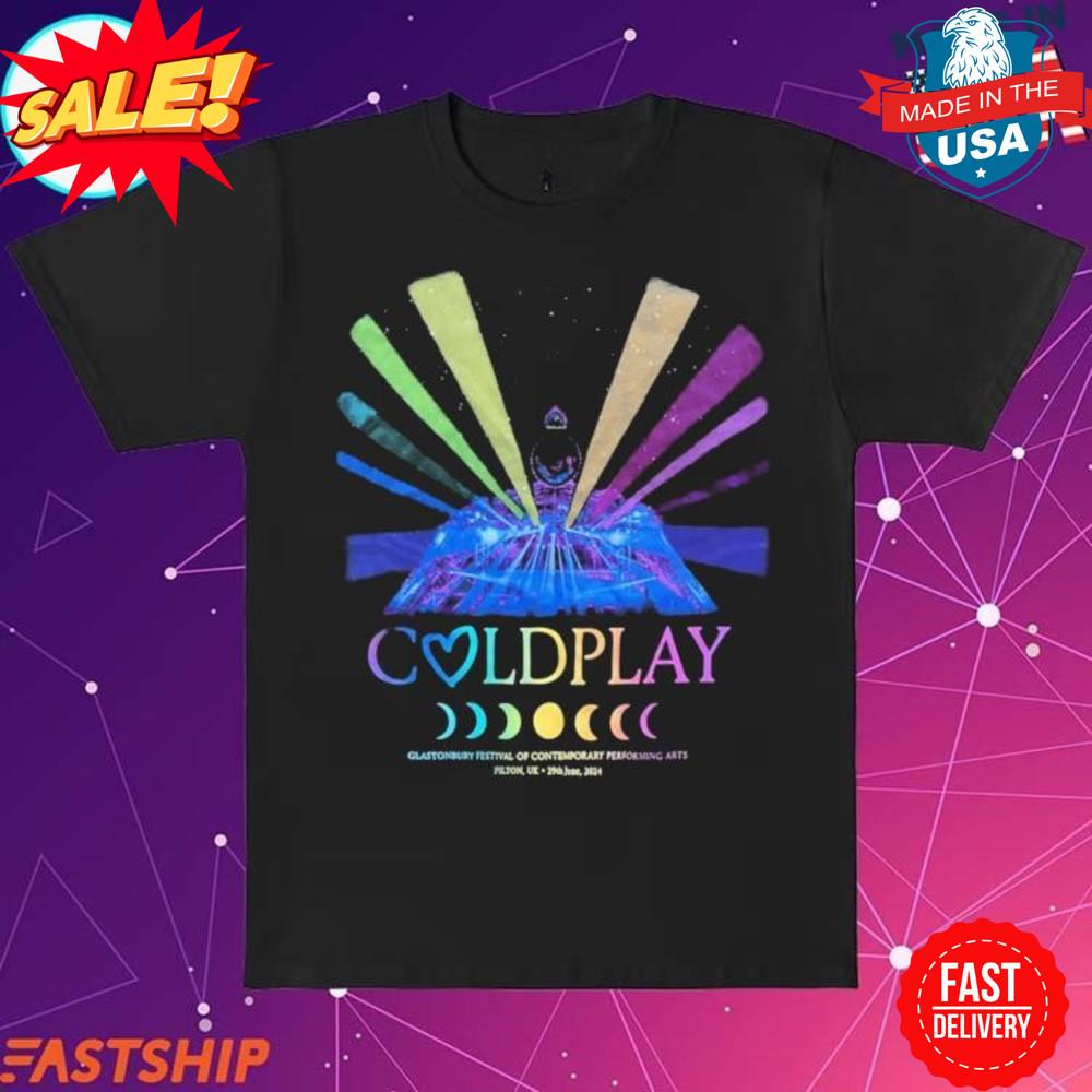 Официальные футболки Coldplay Фестиваль Гластонбери 29 июня 2024 Пилтон, Великобритания