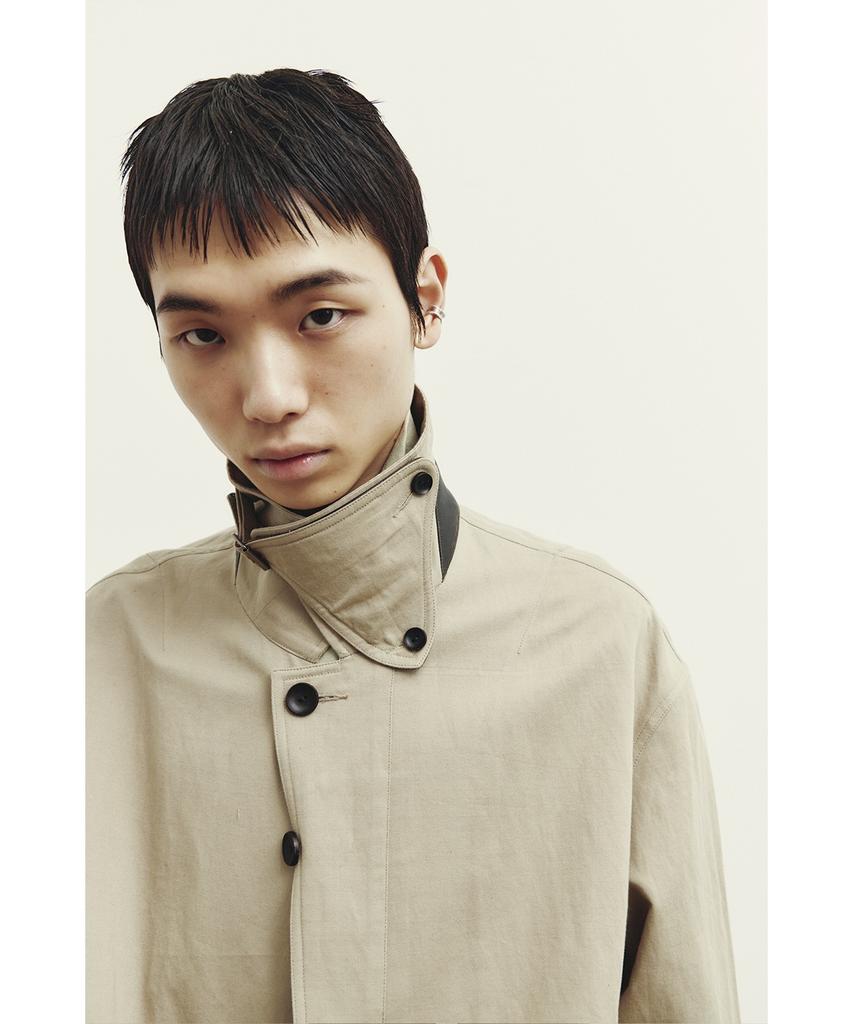 Youth Leather Trim Cotton Jacket - Beige
