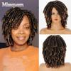 Wig Short Curly Braided Wig Suitable for Black Ladies Side Part Synthetic Twisted Wig with Bangs Side Part Gradient Brown