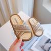 Baby Kids Girls Summer Beach Slippers Toddlers Ethnic Style Open Toe Slide Slippers Nonslip Cross Slippers Fashion Chic Roman