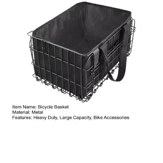 Корзина для заднего багажника велосипеда с вкладышем, складная, сверхпрочная, большой вместимости, выдерживает 56 фунтов, универсальная, металлическая, для горного, дорожного велосипеда
