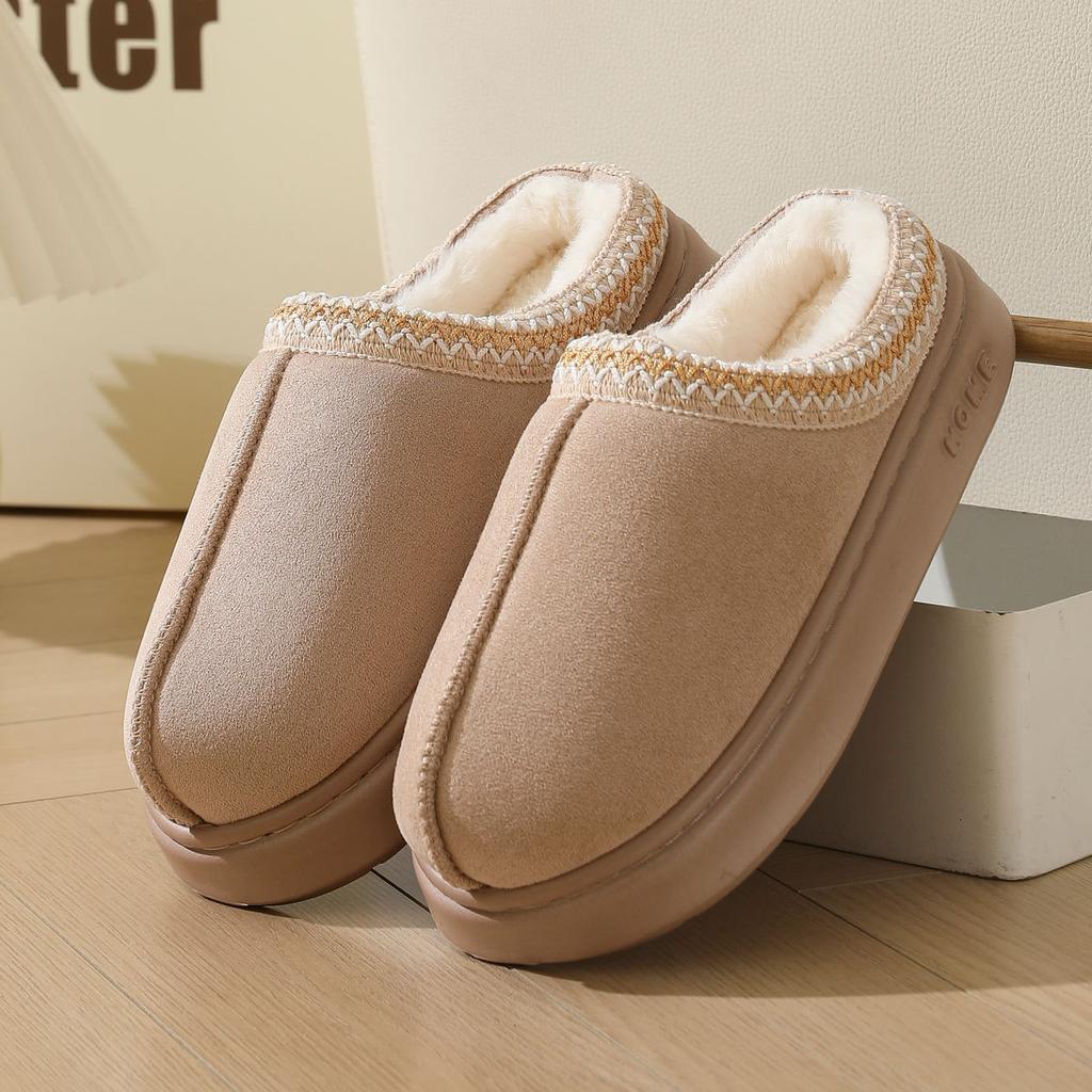Fashion Autumn Winter 2025 Warm Fluffy Woman Slippers Soft Bottom Thick Plush Women Casual Platform House Indoor Cotton Shoes Slides