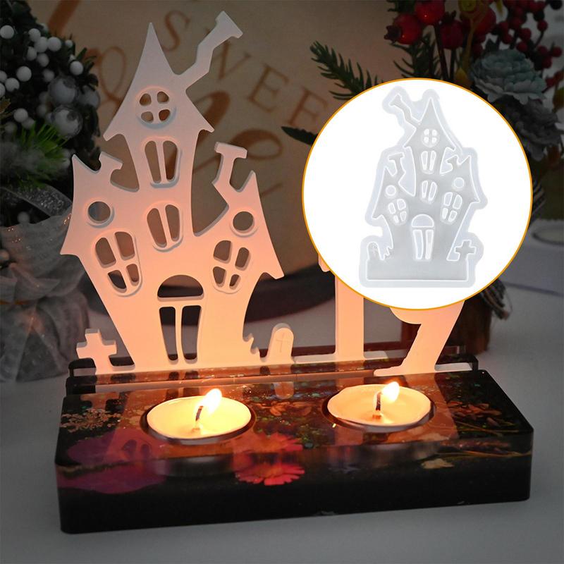 Рождественская серия Подсвечник Силиконовая форма Дом Подсвечник Украшение Смола Форма 3D Гипсовые поделки Домашний декор