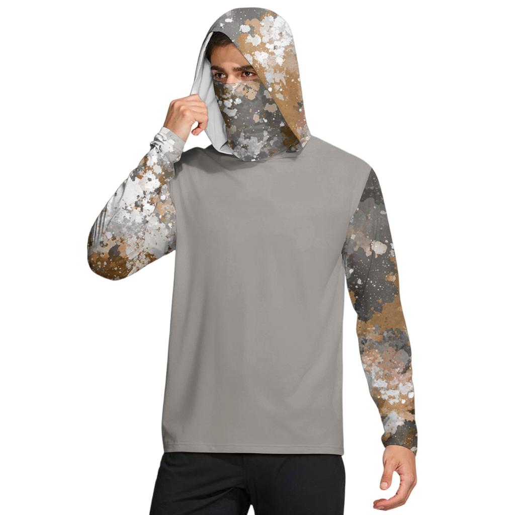 Мужская рубашка с маской Легкая с длинным рукавом Капюшон Для пеших прогулок Рыбалки Для выступлений