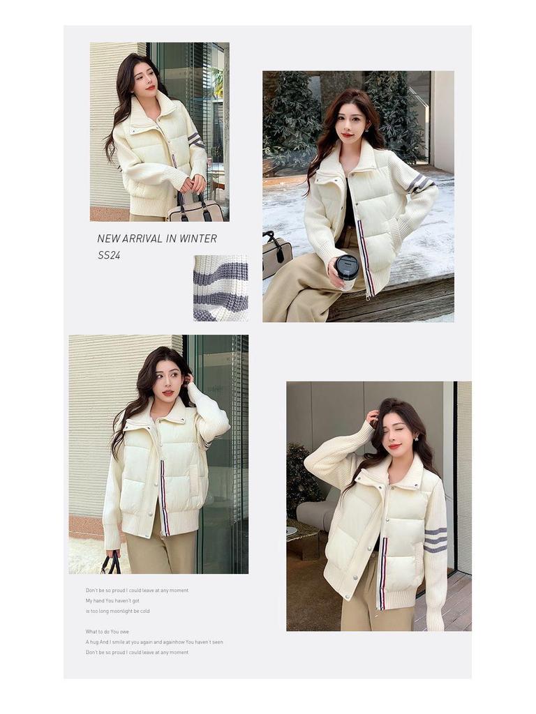 Женская зимняя трикотажная куртка из шенилла и хлопка премиум-класса со стойкой