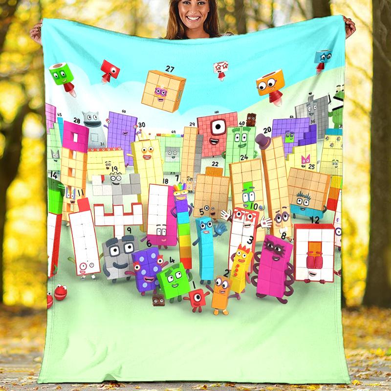 Numberblocks Theme Printed Blanket,Perfect for Couch, Bed, Travel & Outdoor Use | Machine Washable, Cozy & Durable.